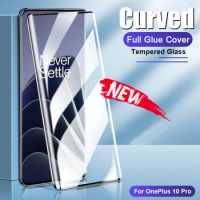 1-3PCS Fingerprint Unlocking Full Glue Cover Curved Tempered Glass For OnePlus 10 9 8 7T 7 Pro Screen Protector Film Accessories