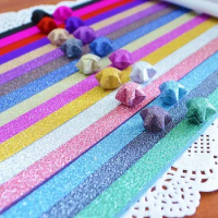 1set/136Pcs Kids Single Sided DIY Crafts Home Decor Mix-Color Set  Scrapbooking Folding Lucky Star