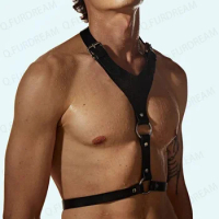 Male Leather Chest Harness Sexual Lingerie Men Adjustable Rave Party Gay Clothing Bdsm Fetish Sissy Body Harness Belt Strap