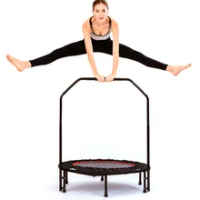 A093Indoor Fitness Trampoline Jumping Cardio Trainer Load-bearing Bed Jump Mini Trampoline Trampoline with Adjustable Handle Bar