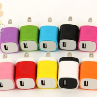 Colorful 1A US Plug AC Power Adapter Square type Home Wall charger single port USB Charger for iPhone 7 5 6 10 colors 1000 pcs/L