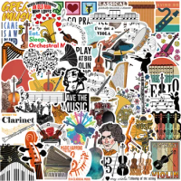 10/30/52PCS Musical Instrument Stickers Violin Saxophone Piano Beethoven Decals DIY Laptop Luggage Guitar Fridge Car Sticker Toy