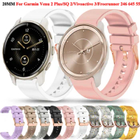 New 20mm Smart Watch Band For Garmin Vivoactive 3 Venu 2 Plus SQ Forerunner 55 158 645 245m Silicone Strap Watchband Accessories