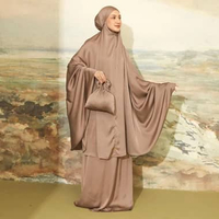Lozy Hijab - Medina Prayer Set New Series (Mukena Polos Bahan Satin Silk Ringan Adem) Choco