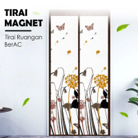 Tirai Shower Magnet 90x210cm / Tirai Pintu Magnet ruang AC / Anti Nyamuk / Semi Transparan