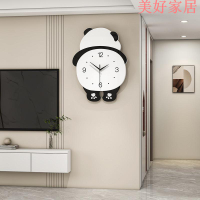免運 掛鐘 網紅創意熊貓時鐘表掛墻家用餐廳掛鐘客廳高級感現代簡約裝飾鐘表
