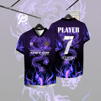 Striking Purple And Blue Dragon Graphic Number 7 Short Sleeve Sports Jersey Perfect For Cultural The