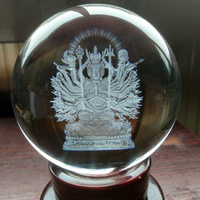 水晶球內雕擺件千手觀音菩薩佛堂供奉送朋友鎮宅化煞佛教用品裝飾