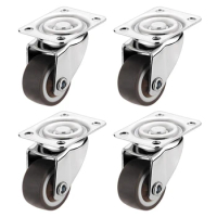 ABSF 4PCS Furniture Casters Wheels Swivel Caster Silver Roller Wheel With Brake For Platform Trolley Chair