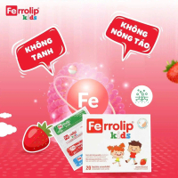 Sắt Sinh Học FERROLIP KIDS – Bổ Sung Sắt Liposome, Dễ Hấp Thu, Không Tanh, Vị Dâu (Hộp 20 Gói)