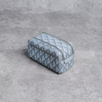 Dior Tas CHRISTIAN DIOR DIAMOND PATTERN GREY DOUBLE ZIP POUCH 100% ORIGINAL