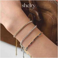 Duo Dazzle - Vòng tay đính đá zircon màu, mắt xích kẹp giấy, thép không gỉ mạ vàng, phong cách Âu Mỹ