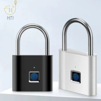 Smart Fingerprint Padlock Waterproof Biometric Fingerprint Keyless Door Lock USB Rechargeable Security Padlock For House Unlock