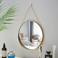 Round Hanging Mirror Metal Wall Mount Mirror Art Toilet Bathroom Decor Nordic Style Mirror