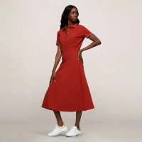 【Tommy Hilfiger】官方旗艦館 合身喇叭版型 Polo 洋裝_紅色