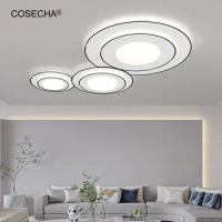 Large Led Ceiling Lamps For Living Room White Color Modern Led Ceiling Chandelier Lights With Remote Control Dimmable Round 110W