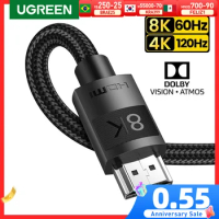 UGREEN HDMI-Compatible 2.1 Cable Ultra High-speed 8K/60Hz 4K/120Hz for Xiaomi Mi Box PS5 Dolby Vision 48Gbps HDMI-Compatible 8K