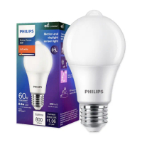 【Philips 飛利浦】4入組 LED 8.8W 2700K 黃光 E27 感應式球泡燈 業界唯一雙重感應(光感應+人體感應)