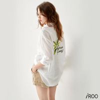 【iROO】印花長版襯衫