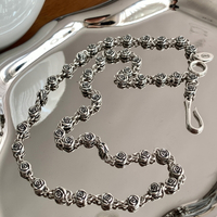 4.28小寶S925純銀玫瑰花魚鉤鏈毛衣鏈項鏈女高級設計感小眾鎖骨鏈