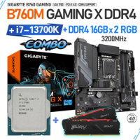 LGA 1700 Kit Core i7 13700K CPU Gigabyte B760M GAMING X DDR4 Mainboard With Ram 32GB 3200MHz RGB Memory Desktop Motherboard Suit