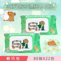 水豚君卡皮巴拉 純水濕紙巾/柔濕巾 80 抽 X 22 包 (加蓋) 不含添加使用更安心