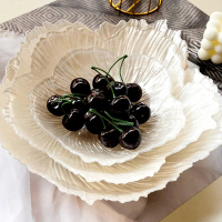 Nordic glass pearl plate, floral plate, Ins-style tableware, high aesthetic pearl white fruit salad