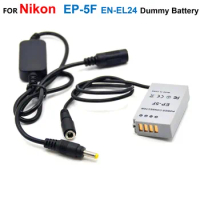 EP-5F DC Coupler EN-EL24 Fake Battery+12V-24V Step-Down Charger Cable EH-5 DC Adapter Cable For Nikon 1 J5 1J5 Digital Cameras