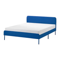 SLATTUM 軟墊式床框, knisa 亮藍色, 150x200 公分