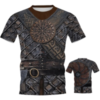 Viking Armor 3D Printed Men's T-Shirt Round Neck Short Sleeve Casual Style Youth Popular Standard Fi