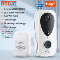 2.4G 5G WiFi Video Doorbell 1080P Tuya Smart Outdoor Wireless Door Bell Intercom Waterproof PIR Camera with Type-C Power Supply