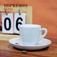 Pure White 9mm Thickened Ceramic Espresso Cup With Saucer Set Latte Art Mugs Coffee Mug Professional Home Barista Tool Accessory