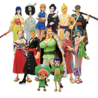 New One Piece Figure Brook Law Luffy Zoro Sanji Nami Robin Usopp Kimono DXF Cool Standing Anime PVC Model Dolls Toys Kids Gift