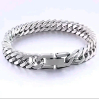 GELANG RANTAI TITANIUM PRIA MODEL JAPIT JAM ANTI KARAT Silver Aksesoris