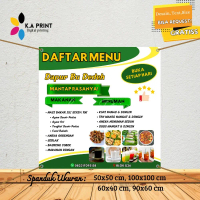 Cetak Spanduk Banner Jualan Warung Aneka Minuman Aneka Makanan Hijau MMT Spanduk Custom 50×50 [HARGA