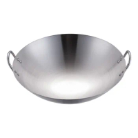 Wok Pan Steel Frying Fry Pot Stainless Stir Carbon Iron Chinese Bottom Skillet Cast Pans Flat Cooking Kitchen Non Stick Handle