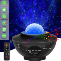 Lampu Starry Projector Galaxy Langit Malam Berbintang Speaker Lampu Tidur Proyektor Galaxy 2in1 With