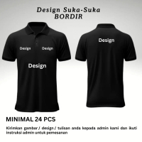 MINIMAL 24 PCS | Kaos Polo Custom Bordir Tulisan Logo Design (Non COD) Design Suka-Suka