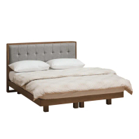 【BODEN】古雷6尺雙人加大胡桃色實木床架(床頭片+漂浮懸空造型床底-不含床墊)