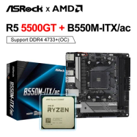 AMD Ryzen 5 5500GT R5 5500GT + ASROCK New B550M Motherboards Set Kit Ryzen Processor B550M ITX MiNi-ITX DDR4 64G placa mae B550