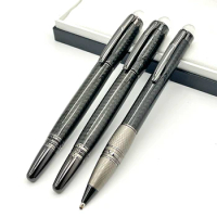 Lan Luxury MB star-walk Black Carbon Fibre Rollerball pen with Crystal Star Top Office School Writing Ballpoint Pen High Quality
