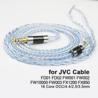 for JVC Cable FD01 02 FW001 002 FW10000 003 FX1200 OCC 16 Core Earphones Silver Plated Upgrade 4.4mm Balance 2.5 3.5mm With MIC