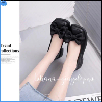 hua Giày búp bê nữ  đính nơ mũi vuông  da mềm đế êm phong cách Ulzzang thời trang.:BÚP BÊ NƠ