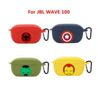 The new Cartoon Earphone Case Cover For JBL WAVE 100 TWS Silicone Blutooth Earbuds Charging Box Protective Cover With Hook
