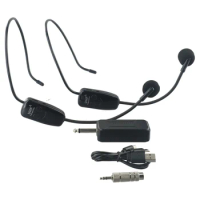 UHF Wireless Microphone Rechargeable Dual Headset Mic System For Teach Speech USB Type UHF Dual Wireless Microphone Receiver
