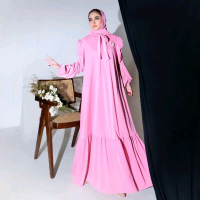 dress lesti viral premium free bros lucu/gamis pita tangan kerut premium