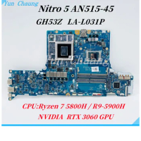 GH53Z LA-L031P Mainboard For Acer Nitro 5 AN515-45 N20C1 Laptop Motherboard NB.QBC11.002 With R7-5800H/R9-5900H CPU RTX 3060 GPU