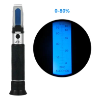 Portable Refractometer Hydrometer for Alcohol Meter Tester 0-80% Wine Alcohol Tester Meter Alcoholometer Alcoholmeter
