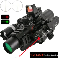 Tactical Scope Laser RMR Combo Hunting Riflescope Green Red Illuminated Reticle Optics Sight Crossbow Short Airsoft Scopes