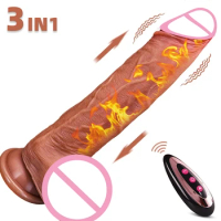 Thrusting Realistic Dildo Vibrator Silicone Anal Dildo for G-spot Stimulation Remote Control Heating Dildo Sex Toys for Women